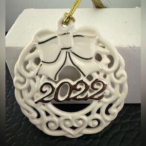 Elegant Lenox Pierced Porcelain Xmas Ornament 2022 In box
